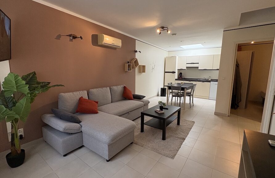 Salon avec cuisine ouverte dans mini villa à Favone proche Solenzara en Corse